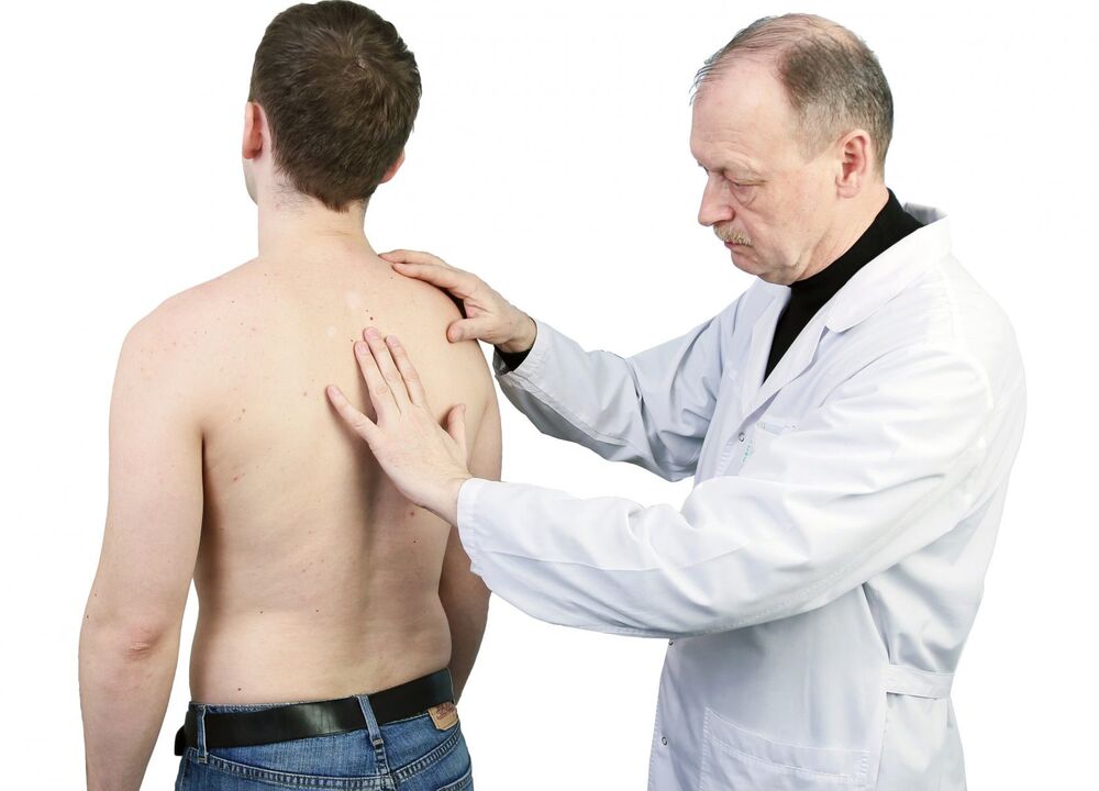 O diagnóstico de osteocondrose inclui um exame médico da coluna